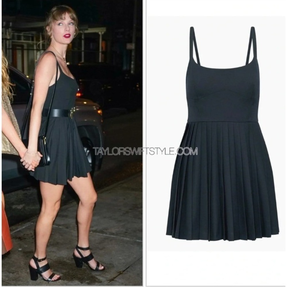 SUNDAY BEST Trix Pleated Fit & Flare Mini Dress Preppy Black ASO Taylor Swift